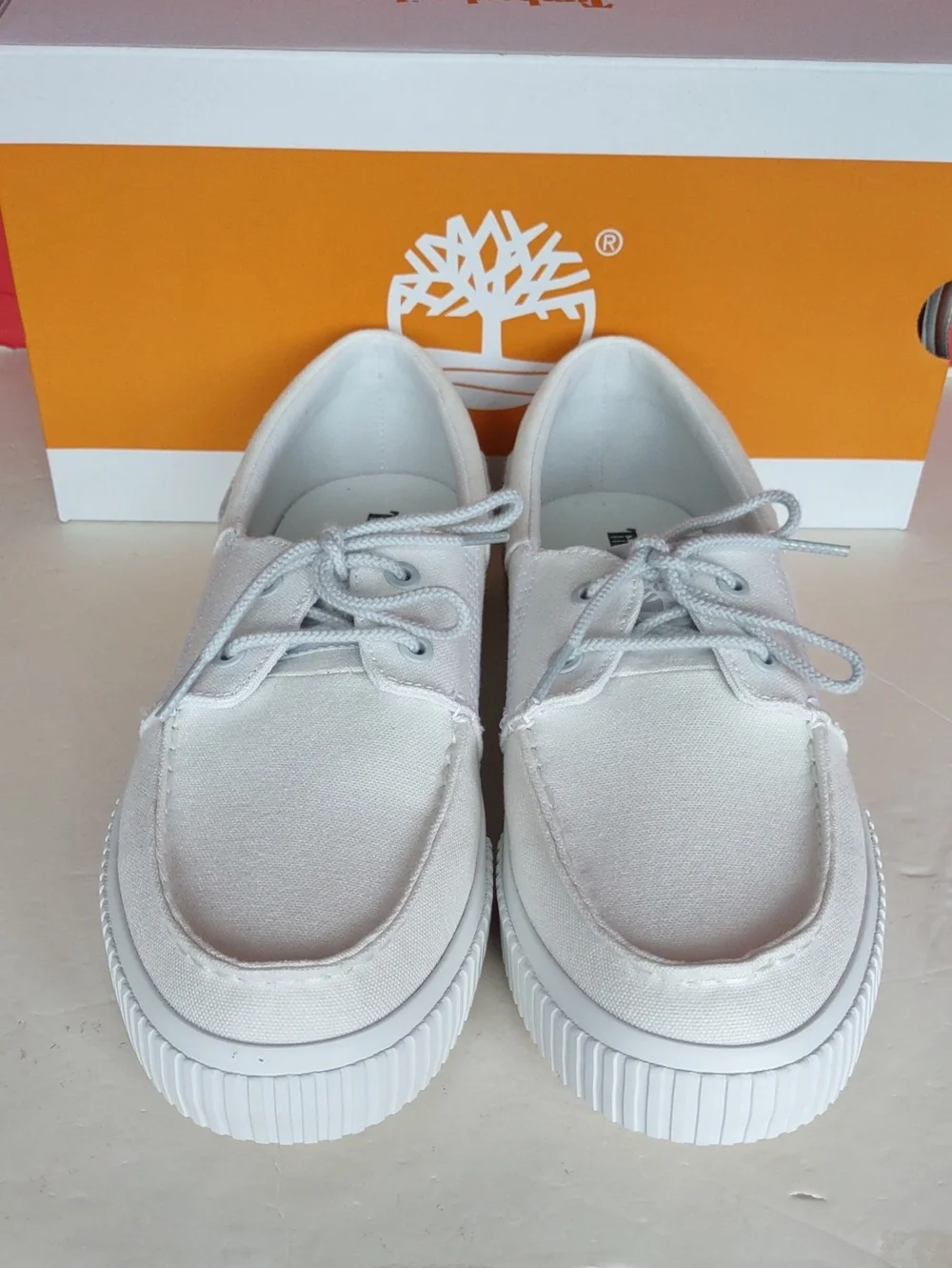 BRAND NEW Timberland Men's White Canvas Boat Shoe Sneaker